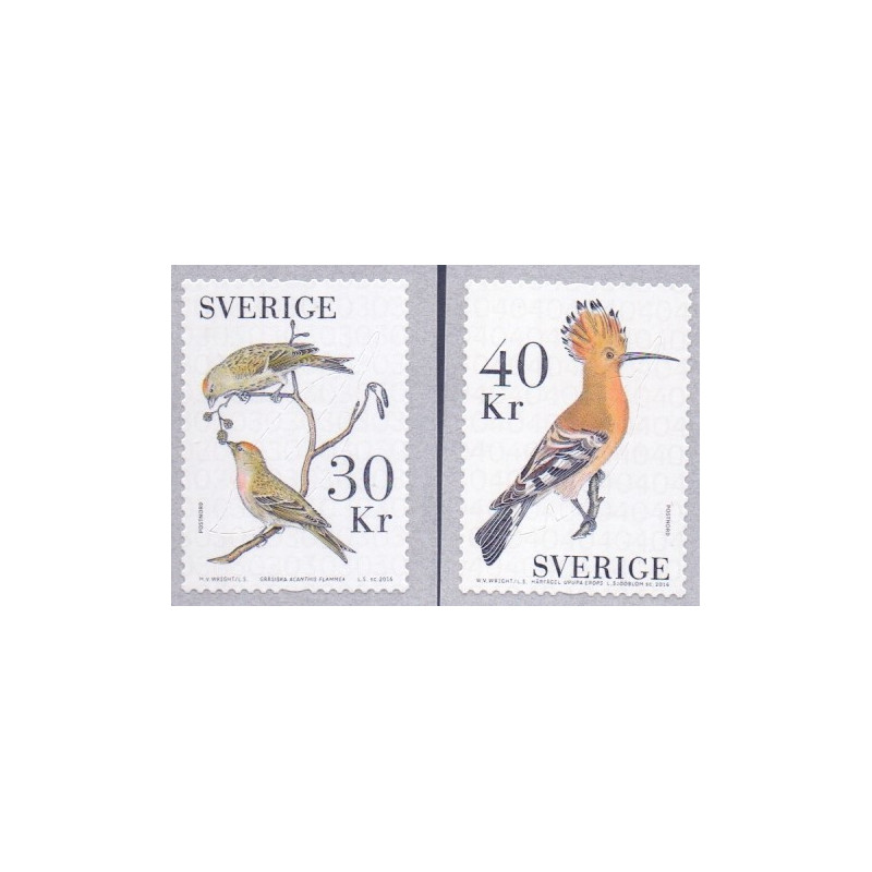 Sverige 2016. Fugle. AFA nr. 3096-97 **        , stemplet FDC