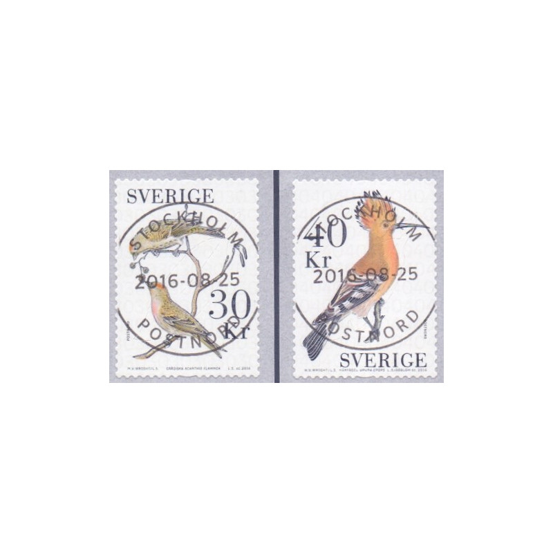 Sverige 2016. Fugle. AFA nr. 3096-97 **        , stemplet FDC