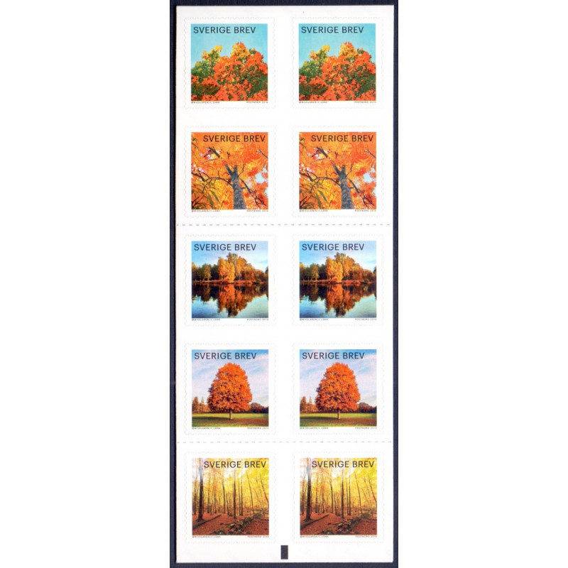 Sverige 2016. Høstfarver. AFA nr. 3099-3103 **      , stemplet FDC
