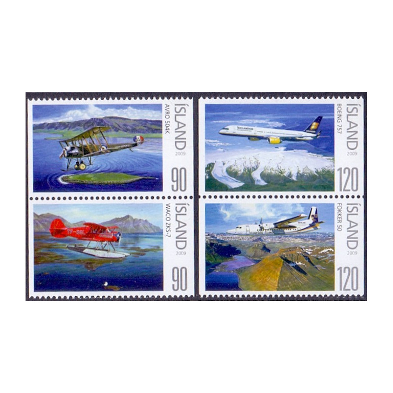 Island. 2009. Luftfart på Island. AFA nr. 1216-19 **    stemplet FDC