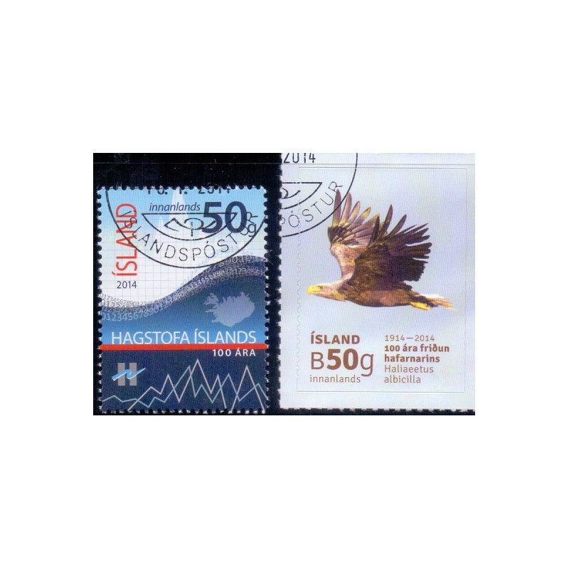 Island. 2014. Islands Statistik og Havørn. AFA nr. 1396-97 **    stemplet FDC
