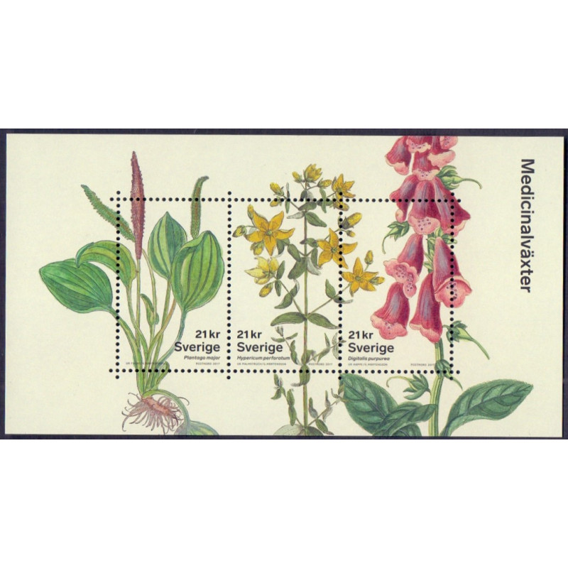 Sverige 2017. Lægeurter, miniark. AFA nr. 3164 ** , stemplet FDC, (o)