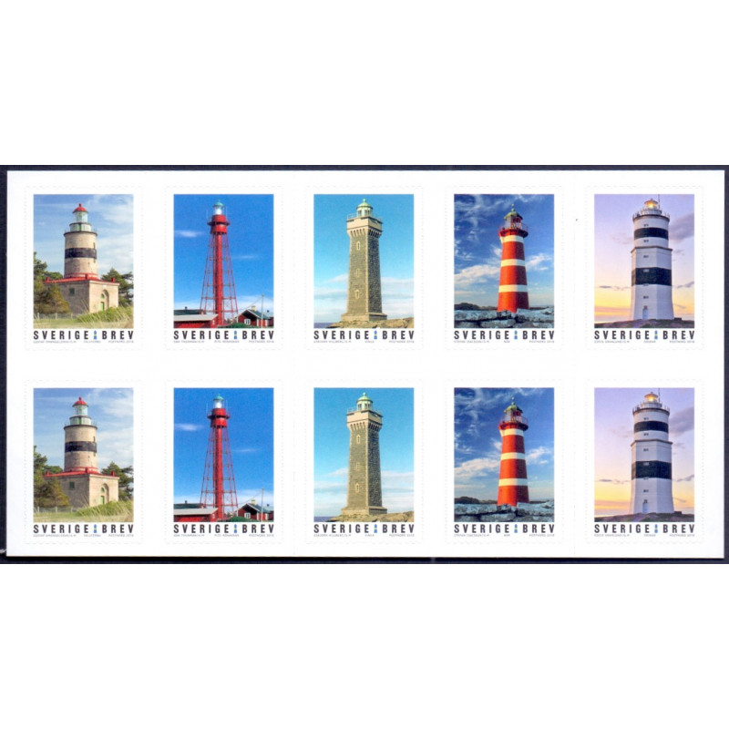Sverige 2018. Fyrtårne. AFA nr. 3178-82 ** , stemplet FDC, (o)