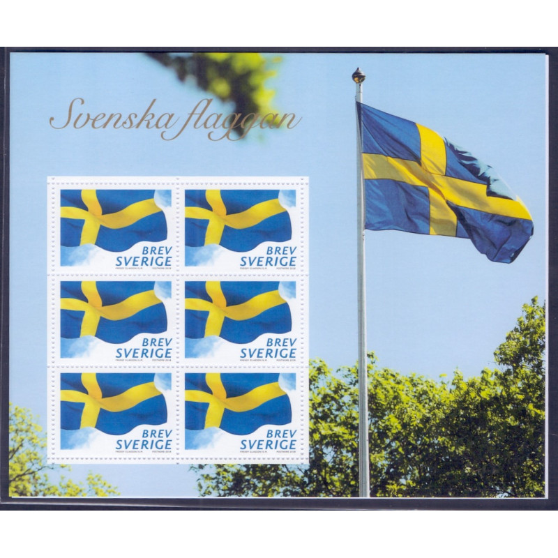Sverige 2018. Sveriges Flag, i miniark. AFA nr. 3205B **  , stemplet FDC, (o)