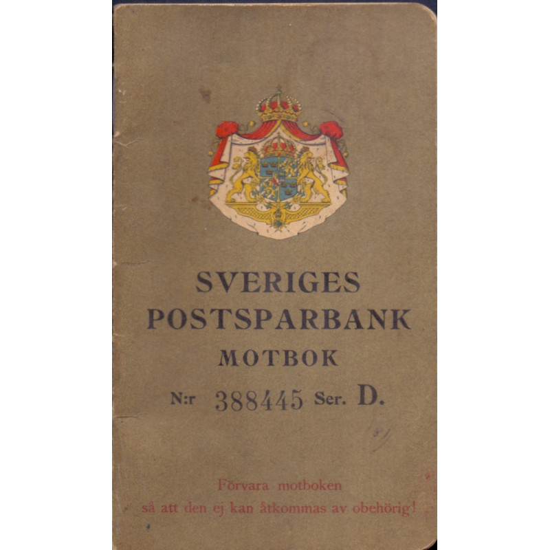 Sverige Postsparbank Motbog