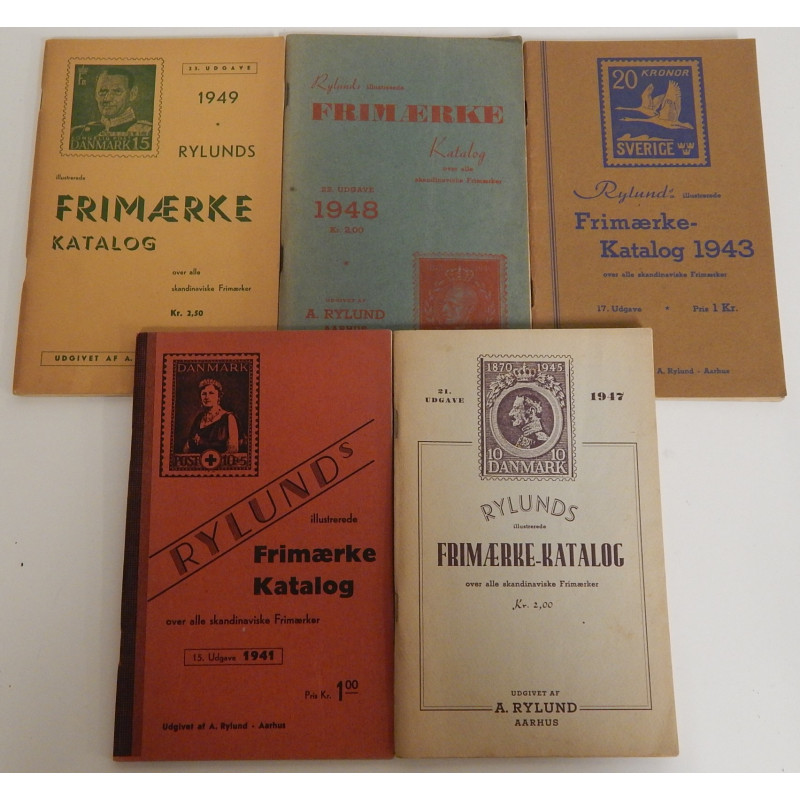 RYLUNDS Frimærkekataloger 1941,43,47-49 (5)