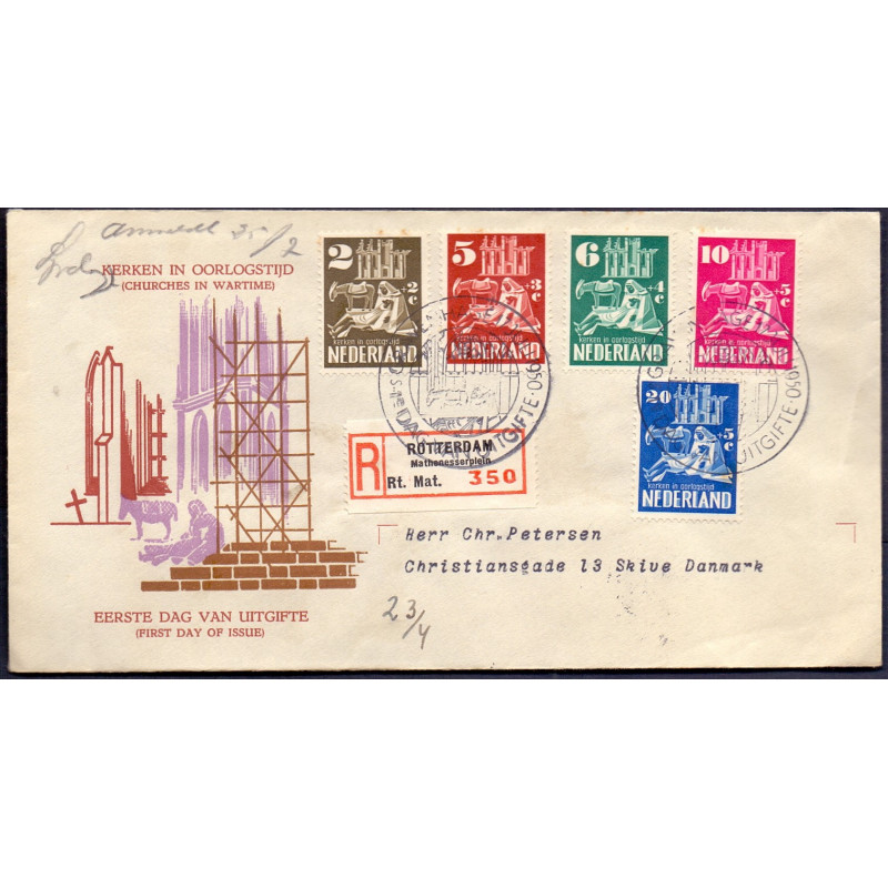 Nederland 1950. FDC GRAVENHAGE 17 Juli 1950 AFA nr 558-62