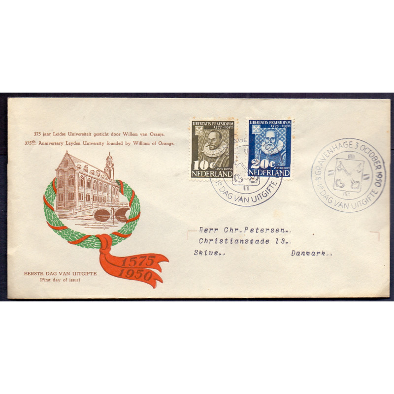 Nederland 1950. FDC GRAVENHAGEN 3 October 1950 E3 AFA nr 563-64