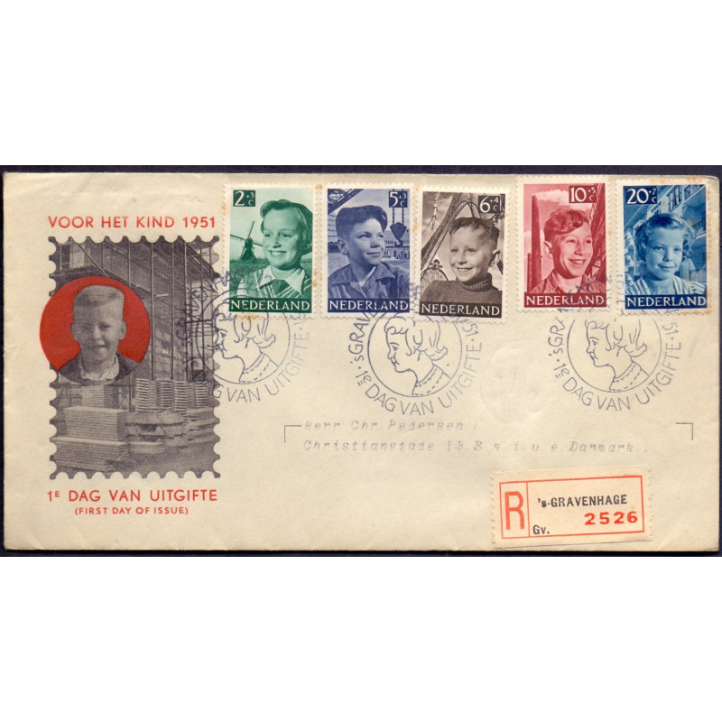 Nederland 1951. FDC GRAVENHAGEN 12 NOV 1951,E6 AFA nr 575-79