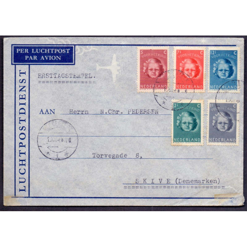 Nederland 1946. FDC 1 XII 1945 AFA nr 444-49