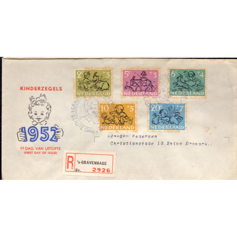 Nederland 1952. FDC GRAVENHAGEN 17 NOV 1952 E11 AFA nr 601-05
