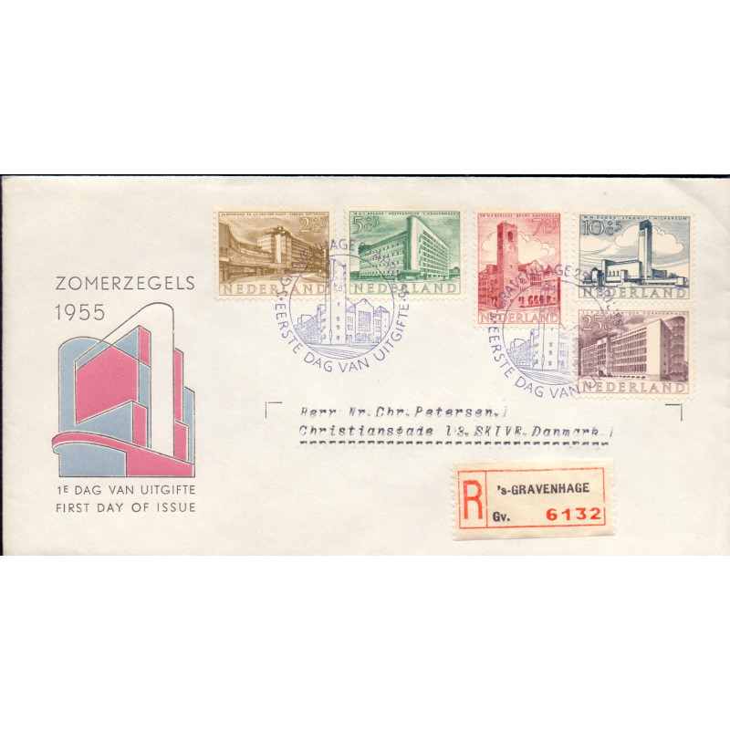 Nederland 1955. FDC GRAVENHAGE 24 APR 1955 E20 AFA nr 656-60