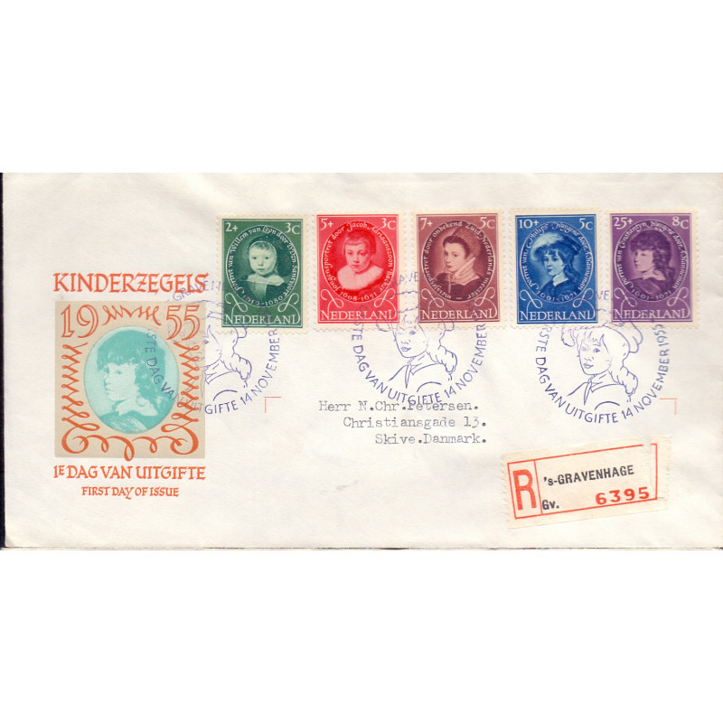 Nederland 1955. FDC GRAVENHAGE 14 NOV1955 E22 AFA nr 667-71