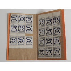 1950. SPAREMÆRKEBOG. Orange udgave med 20 stk 1 kr og 37 stk. 25 øre SITDLIMAT SPAREMÆRKE fra 12 Dec 1950