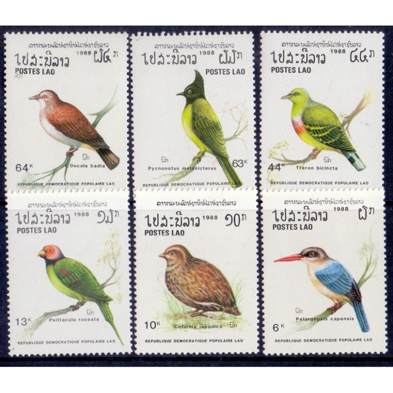 Laos. 1988. Birds complete set. Michel 1082-87 **/MNH