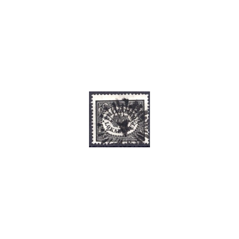 Sverige. 1856. 1 Sk. Lokalmærke, sort, AFA nr. 6, ubrugt postfrisk, stemplet