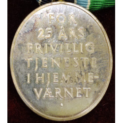 Medalje i sølv, for 25 års frivillig tjeneste i Hjemmeværnet.