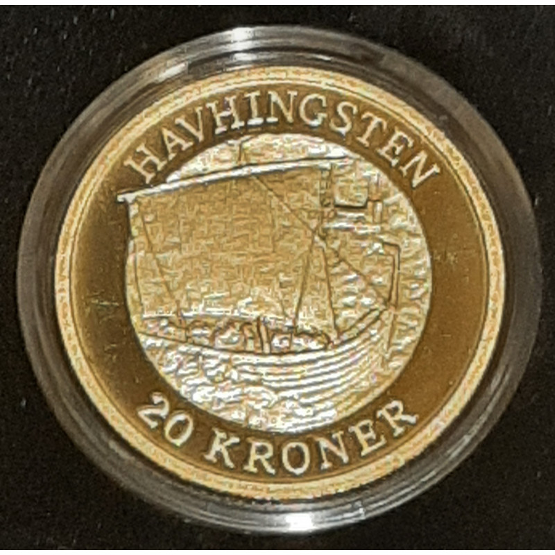 Tema mønt HAVHINGSTEN, 20 kr. 2008 i kvalitet proof, og æske