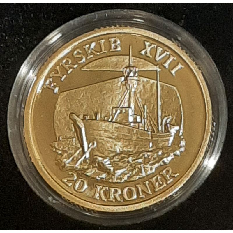 Tema mønt FYRSKIB XVII, 20 kr. 2009 i kvalitet proof, og æske