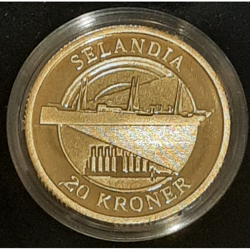 Tema mønt M/S SELANDIA, 20 kr. 2008 i kvalitet proof, og æske