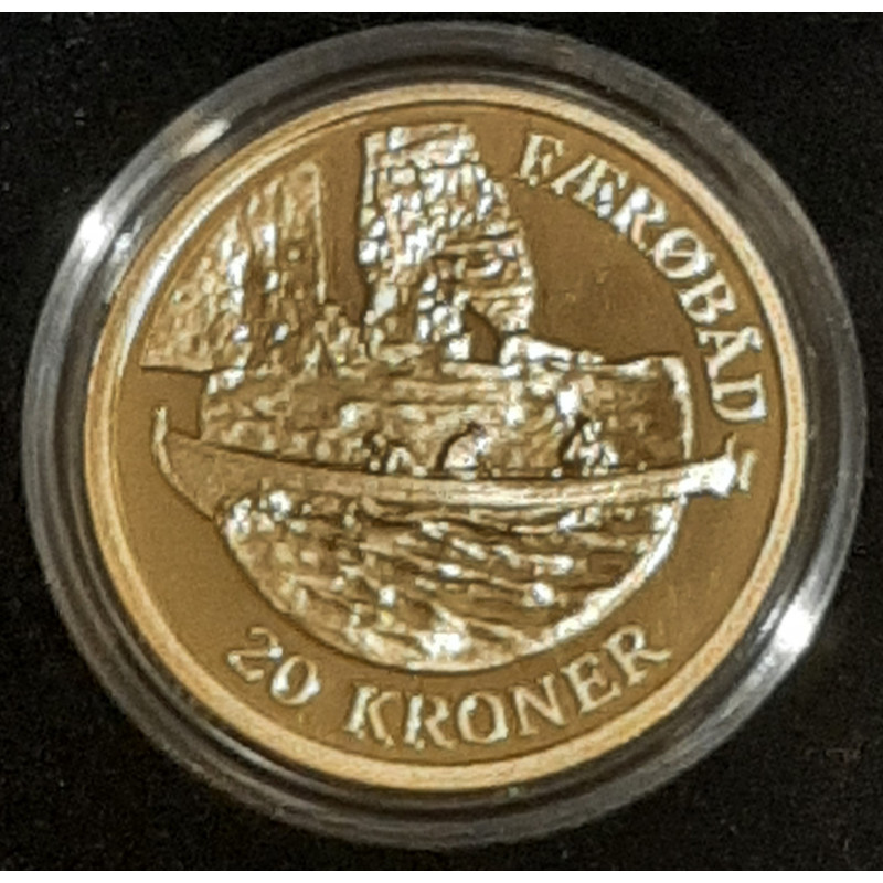 Tema mønt FÆRØBÅDE, 20 kr. 2009 i kvalitet proof, og æske
