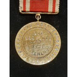 Medalje. Københavns Skytteforening 1911 med bånd, og årstal( forgyldt metal ?)