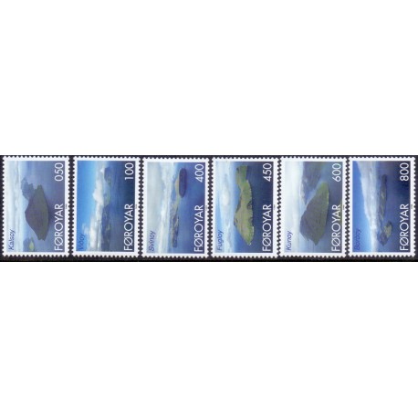 Færøerne 1999. Luftbilleder AFA nr. 348-53 komplet postfrisk