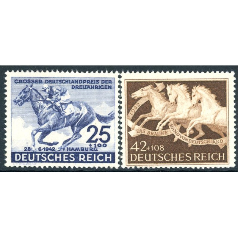 Rige. 1942.  Hamburg Derby & Brune Bånd. AFA nr. 809-10 **     st. used