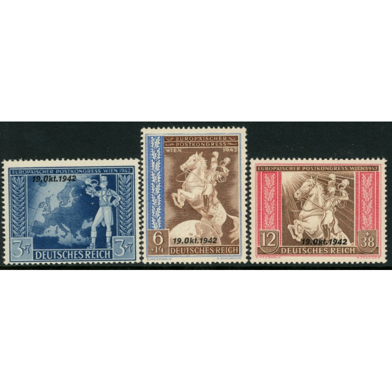 Rige. 1942.  Europæisk postkongres, med overtryk. AFA nr. 818-20 **    st. used