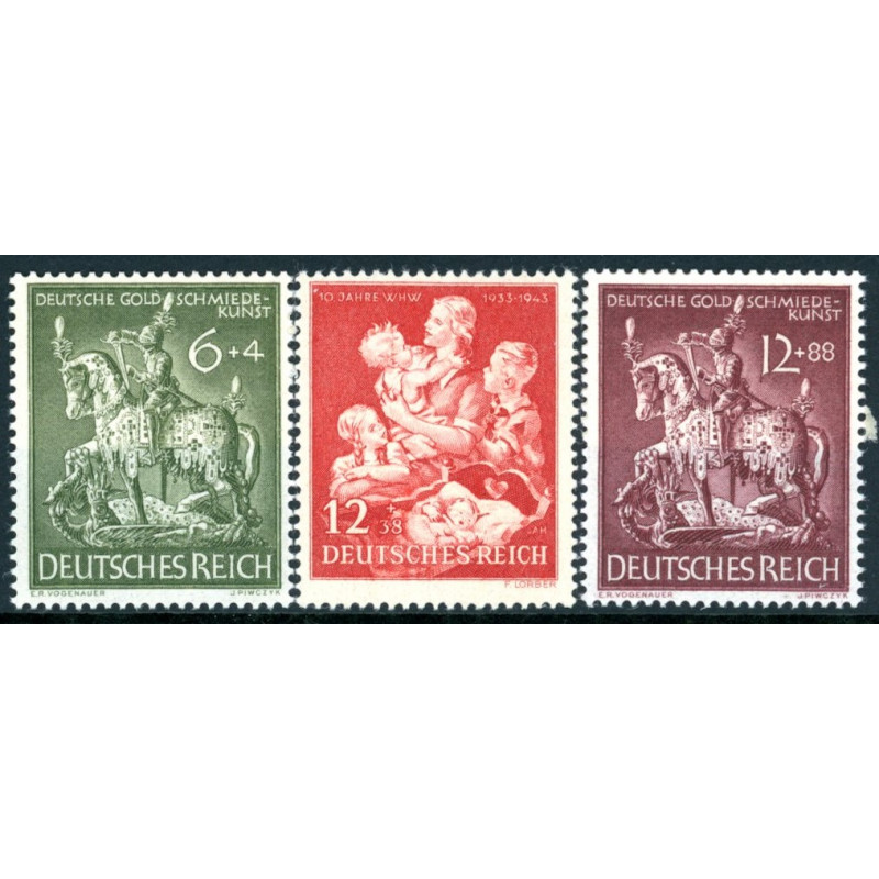 Rige. 1943. Vinterhjælp & Guldsmedekunst. AFA nr. 854-56 **   st. used