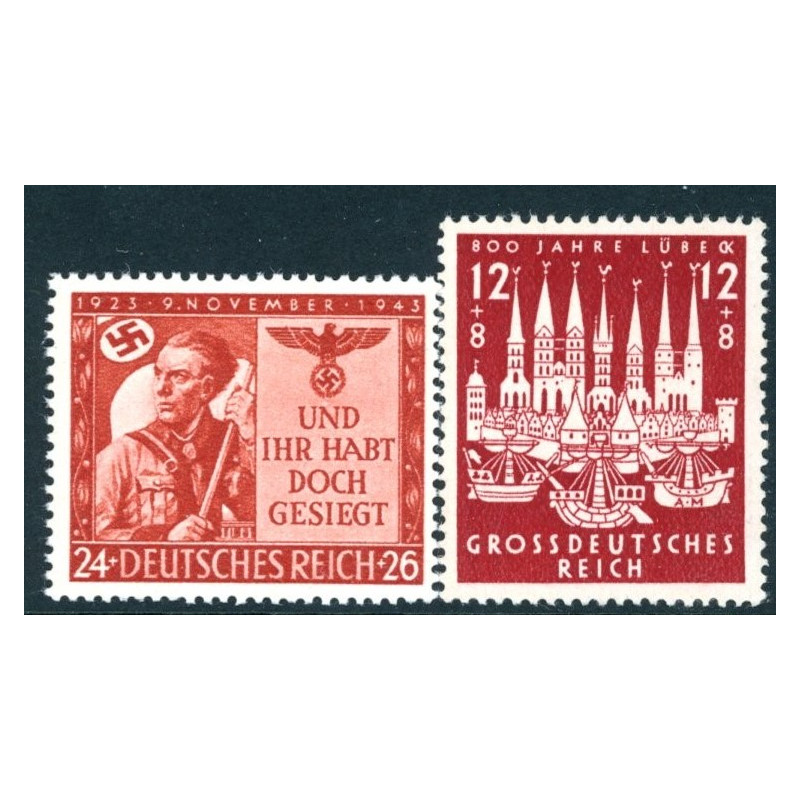Rige. 1943. Lübeck & 9 november mindemærke. AFA nr. 857-58 **   st. used