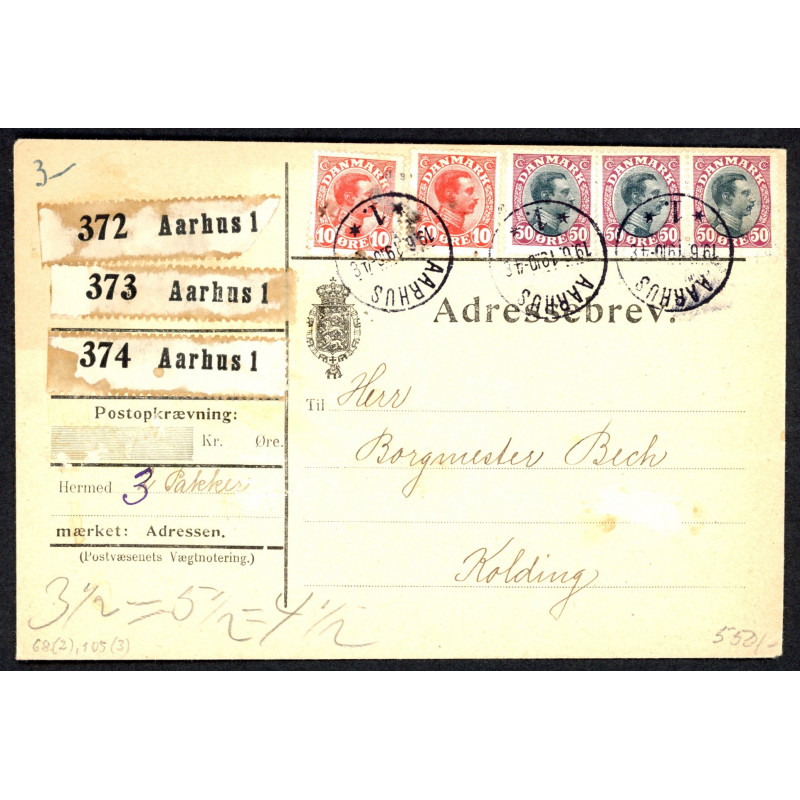 1925. Adressekort til Tyskland med par 60 Øre, 40,15 Øre Chr. X