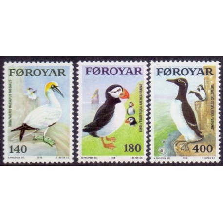Færøerne 1978 Søfugle AFA nr. 30-32 komplet stemplet