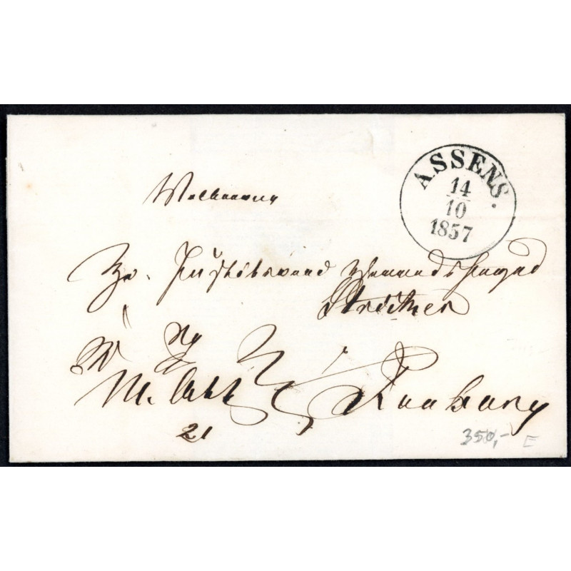 Ufrankeret brev fra ASSENS d. 14/10. 1857