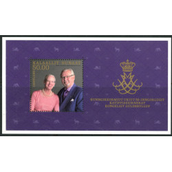 2017. 50,00 kr. Kongeligt guldbryllup. Miniark. AFA nr. 756 ** postfrisk  stemplet FDC