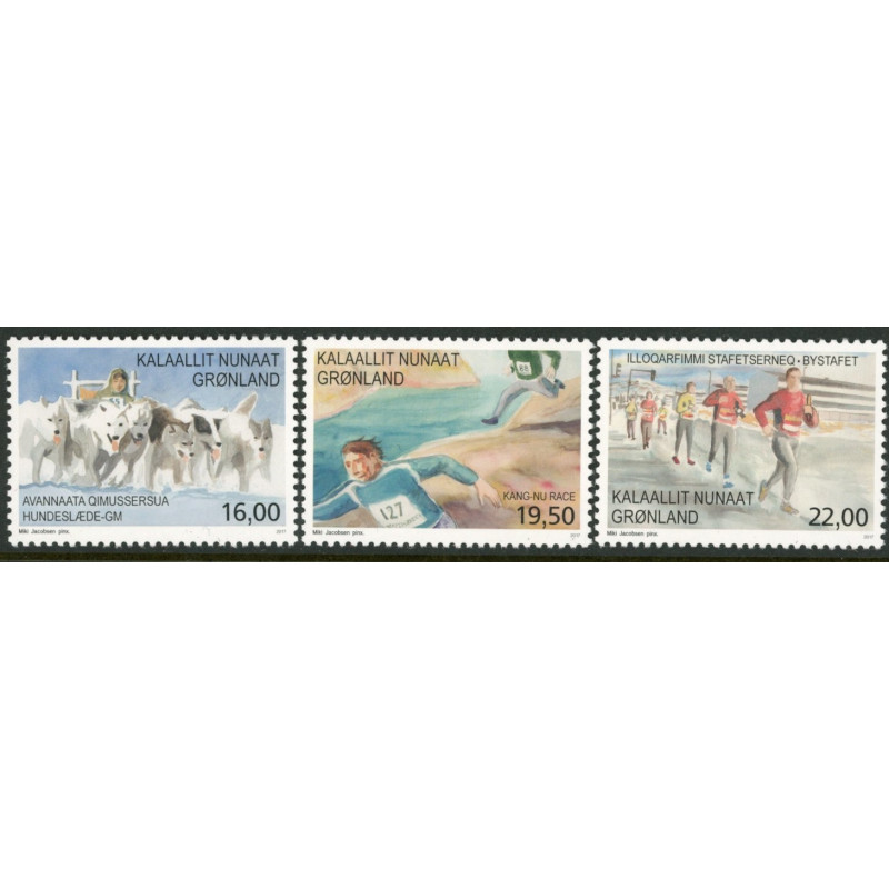 2017. 16-22,00 kr. Sport i Grønland II. AFA nr. 751-53 ** postfrisk  stemplet FDC