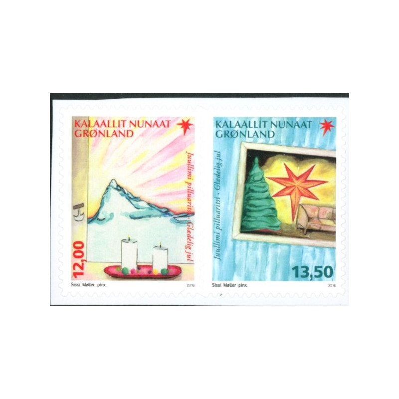 2016. 12-13,50 kr. Julefrimærker, fra HÆFTER. AFA nr. 745-46E ** postfrisk  stemplet FDC