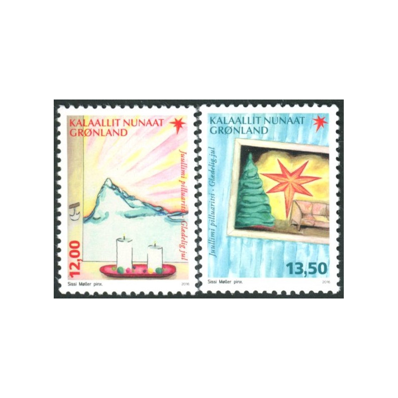2016. 12-13,50 kr. Julefrimærker. AFA nr. 745-46 ** postfrisk  stemplet FDC
