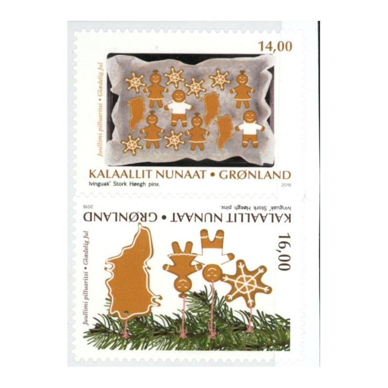 2018. 14-16,00 Kr. Julefrimærker, fra hæfte. AFA nr. 807-08E **   postfrisk  stemplet FDC