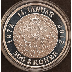 Margrethe II 40-års regeringsjubilæum. 500 kr. 2012 SØLVMØNT