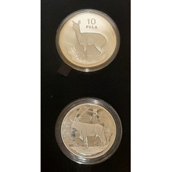 BOTSWANA, SILVER, 5 and 10 PULA, 1978, PROOF, i tilhørende æske,
