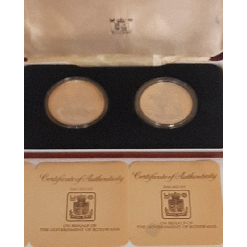 BOTSWANA, SILVER, 5 and 10 PULA, 1978, PROOF, i tilhørende æske,