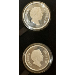 JORDAN, SILVER, 2½ og 5 Dinars, 1977, PROOF, i tilhørende æske,