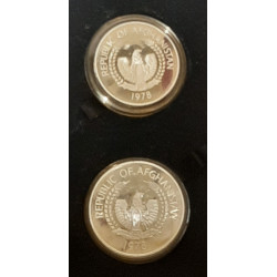 AFGHANISTAN, SILVER, 250 og 500 Afghanis 1978, PROOF, i tilhørende æske,