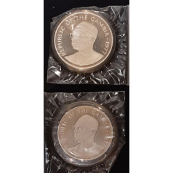 GAMBIA, SILVER, 20 og 40 Dalasiss 1977, PROOF, i tilhørende æske,