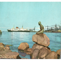 København. Havneparti med den lille havfrue og 10 foto, brugt (Olden)