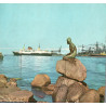 København. Havneparti med den lille havfrue og 10 foto, brugt (Olden)