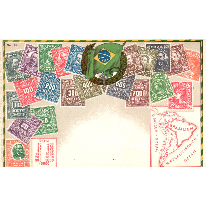 Brazil. Frimærkepostkort/Stamp postcard, Ottmar Zieher, ubrugt