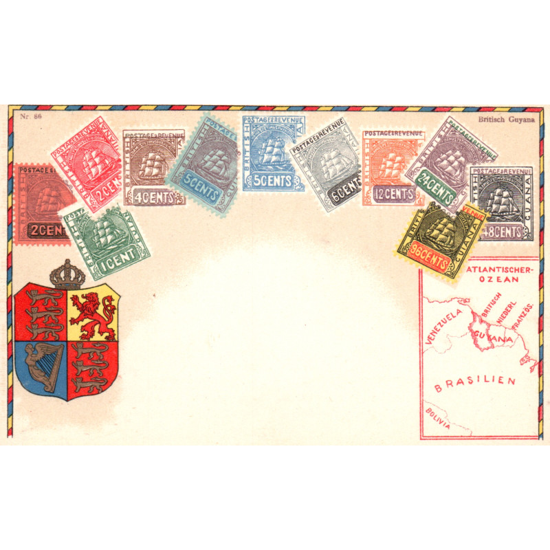 British Guana. Frimærkepostkort/Stamp postcard, Ottmar Zieher, ubrugt