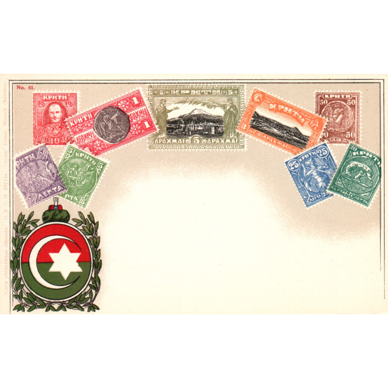 Crete. Frimærkepostkort/Stamp postcard, Ottmar Zieher, ubrugt
